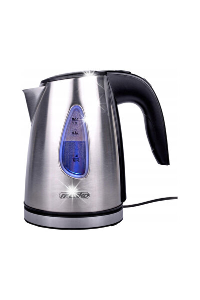 MESKO Fierbător electric mic de 1L, fără fir, metalic, cu iluminare LED, filtru