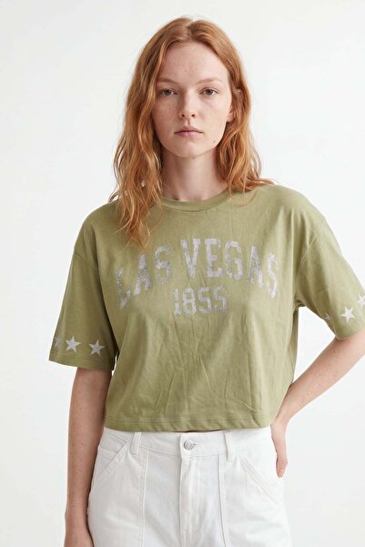 HAKKE Βίντατζ Γυναικείο T-SHIRT με στάμπα Λας Βέγκας σε μεγάλο μέγεθος