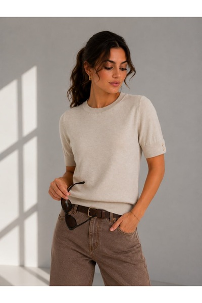 Arbucky Women's Crew Neck Short Sleeve Basic Knitwear Blouse
