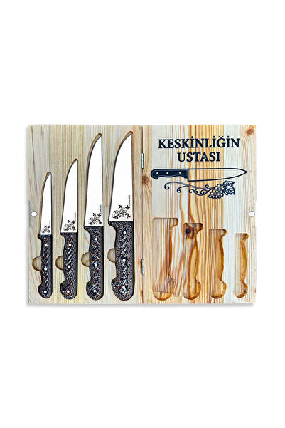 Bordo Bıçak 4'LÜ MUTFAK SETİ + KESME TAHTASI