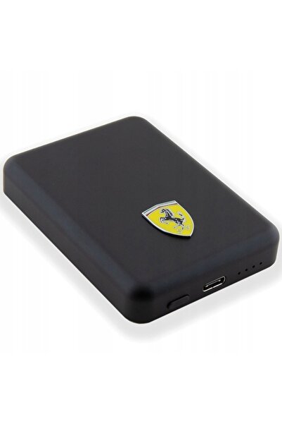 innature Powerbank FERRARI Logo Metalic MagSafe 5000 mAh Negru