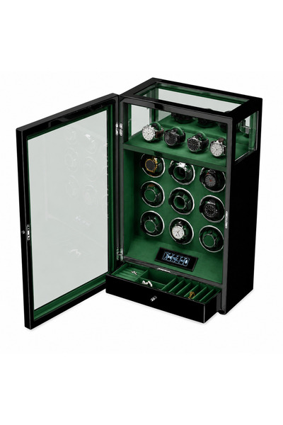 ROBERT TAYLOR Watch Winder Greenwich Collection – 9 Slot Ultra Quiet Automati...
