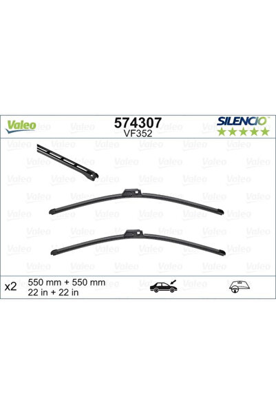 VALEO Silencio FlatBlade OE wiper blade Top Bottom Set 550/550 mm