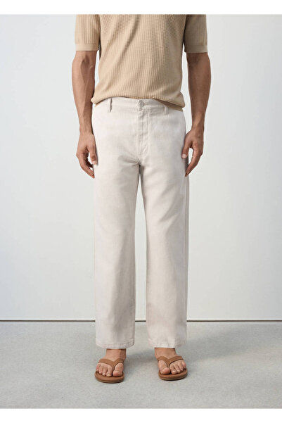 MANGO Man Regular fit pamuk ve keten karışımı jean