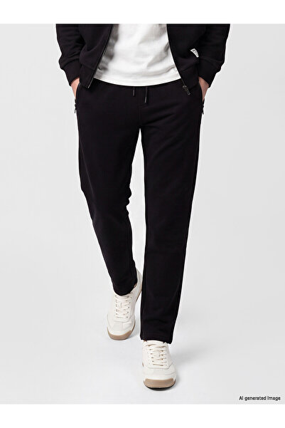 LC Waikiki Xside Black Standard Fit Zippered Men's Sweatpants