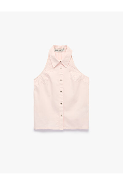 Koton Cotton Buttoned Sleeveless Shirt with Lace Detail