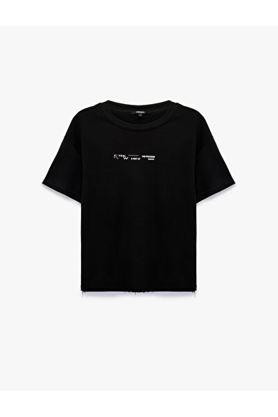 Koton Short Sleeve Cotton Crew Neck Printed Oversize T-Shirt