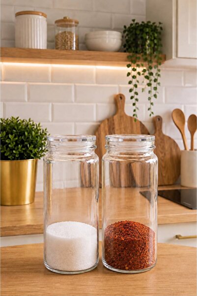 dnshome 2Pcs 500ml Glass Jars Transparent Leakproof with Lids Seasoning Conta...
