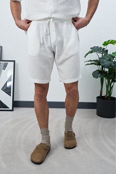duo fideles Men's Linen Relaxed Fit Shorts