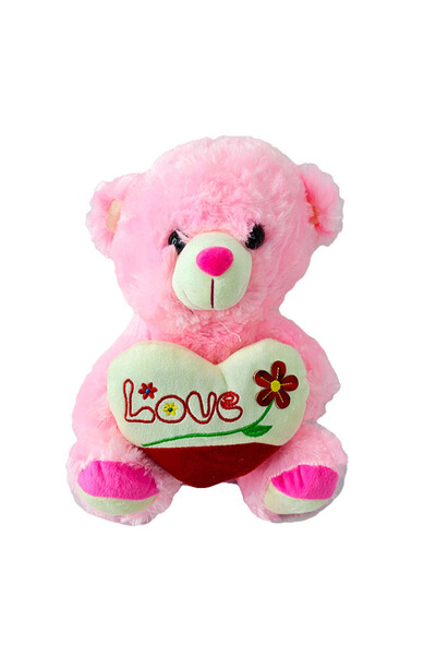 velve Ursulet de plus BUBU, cu inimioara si imprimeu Flower cu text "LOVE", i...