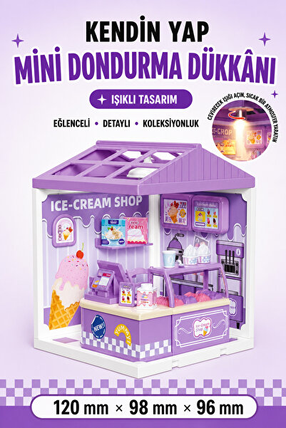 Nandy Home Kendin Yap Işıklı Mini Dondurma Dükkanı Maket Seti - Dekoratif DIY...