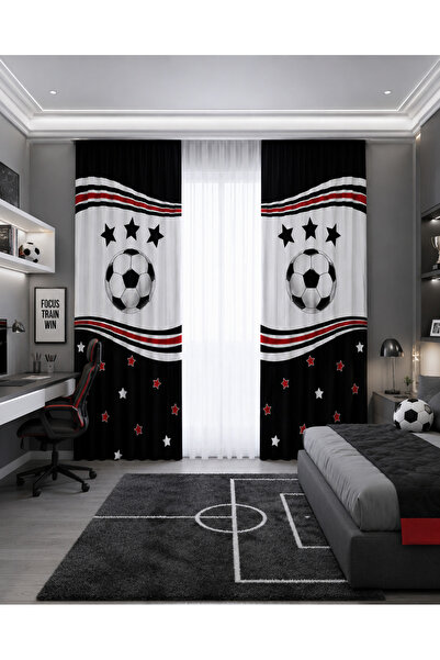 HOMESSA Black and White Fan Double Winged Children's Room Background Curtain