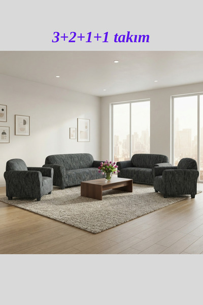 kutlale Jacquard Bark Pattern (Stick) 3+2+1+1 Seat, Sofa, Sofa Bed Cover, Str...
