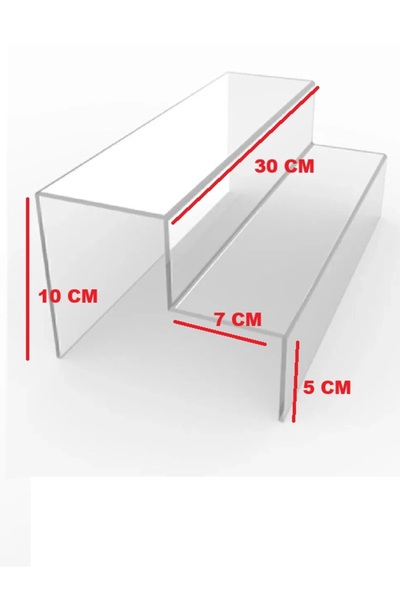 KESİTA TASARIM Pleksi Akrilik Merdiven Raf 3 Mm Şeffaf 30 cm Genişlikte 2 Kat...