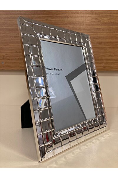 PLUS HOME Picture Frame Checkered Model Metal Brass Edged Silver Color Small ...