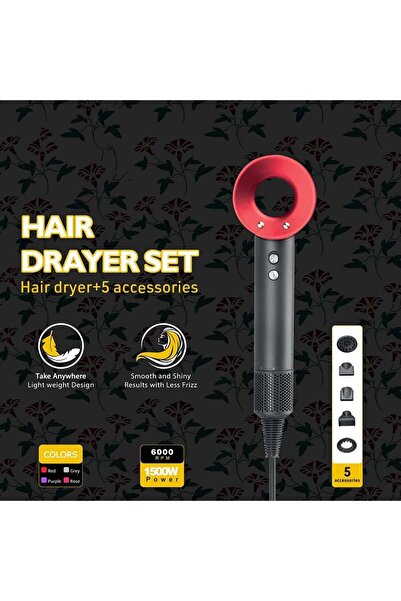 Denx 1500W Powerful Hair Dryer with 5 Different Head Attachments Hair Blow Dr...