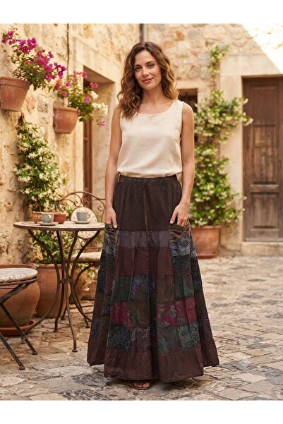 AYASOFYA OTANTIK Women's Nepalese Ethnic Patterned Skirt with Elastic Waist a...