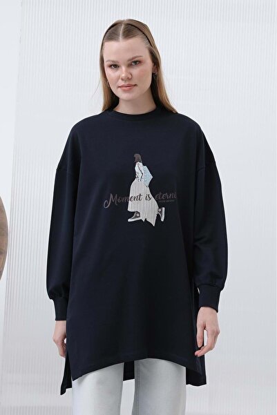 Puane 25Y10635 SWEAT DÜZ BASKI DETAY ETEK UCU YIRTMAÇLI LACI