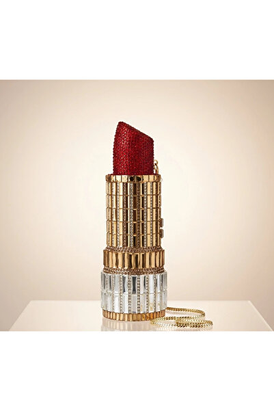 Svarn Atelier Crimson Bullet Crystal Clutch Bag Rhinestone Bag
