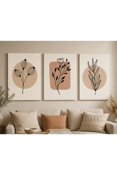 Lumcent 3 Parçalı Modern Soyut Mdf Tablo Minimalist Duvar Dekoru | Salon, Ofi...