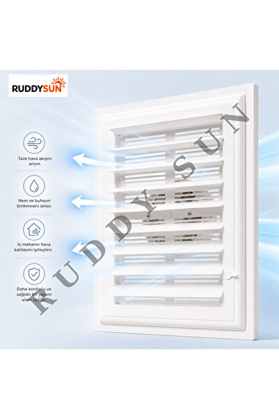 RUDDY SUN 50X50 Menfez Fanlı Plastik Banyo Wc Havalandırma Menfezi Panjur ( 2 mt Kablolu + Anahtarlı + Slikon hediyeli