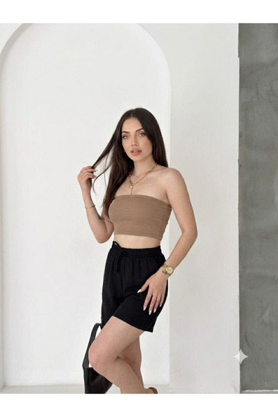 KAVEN Women's Modal Fabric Look Summer Shorts with Relaxed Fit, Lace-Up and Elastic Pockets