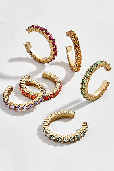 VeeShop Cercel ear cuff rotund, cristale mici fatetate, in suport cu zimti