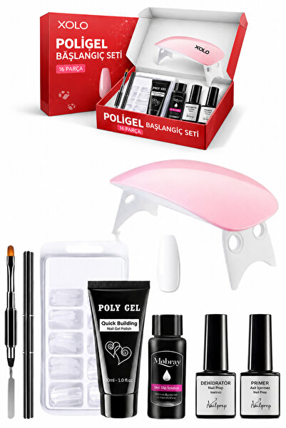 xolo 16 Parça Polijel Oje Yapma Seti Kireç Beyaz Evde Poligel Nail Art Seti