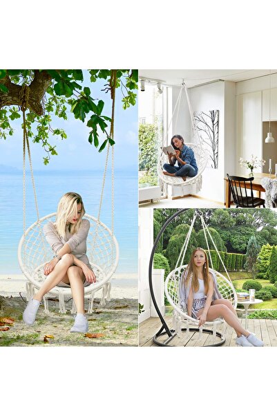 YESMAX Hammock Chair Macrame Swing, Upgraded Max 550 Lbs Hanging 100% Cotton ...