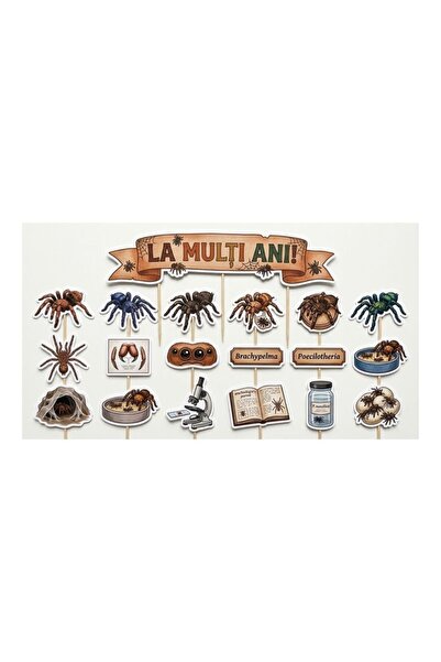 DecoParty Set de decorațiuni pentru tort – Tematică Tarantule, 19 piese, Cart...