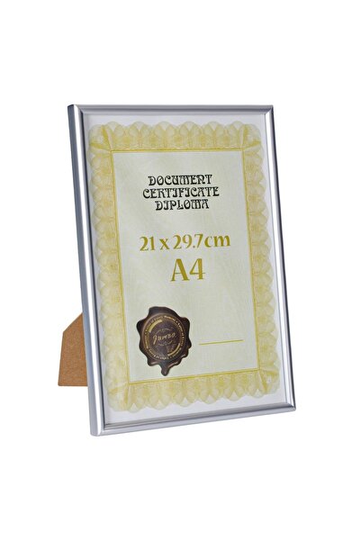 OEM Ramă foto A4 din plastic gri argintiu 21x29.7cm cu suport