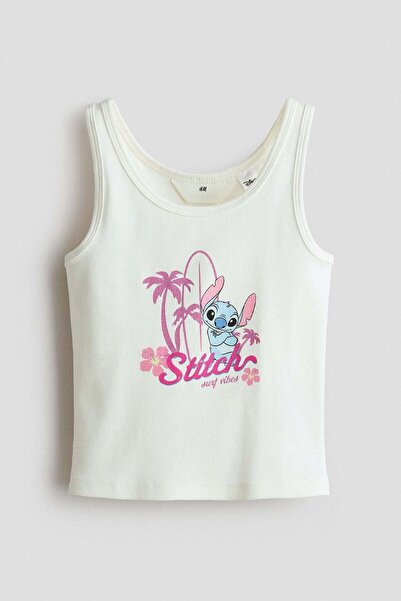 H&M Ribbed print-motif vest top