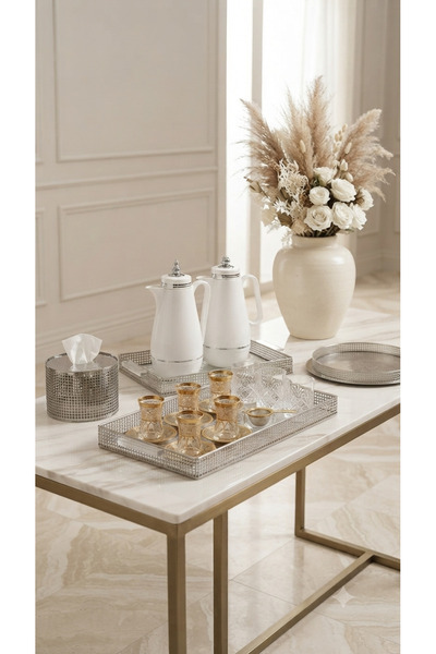 Generic Luxury Tea and Coffee Set with Serving Trays and Tissue Box Elegant a...