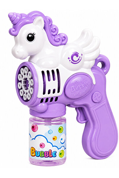 a v d a Mor Unicorn Otomatik Işıklı Ve Pilli Çoklu Baloncuk Atan Köpük Tabancası