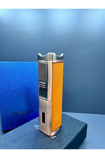 Parmida 3 Torch Pürmüz Alevli Puro Delicili Deri Kaplama Çakmak