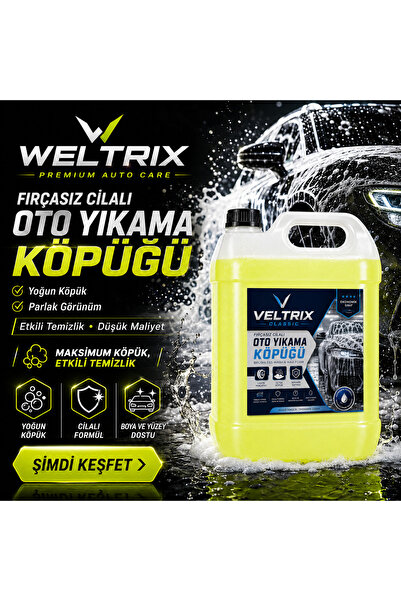 WELTRIX Classic Fırçasız Cilalı Oto Yıkama Köpüğü 5 Litre | Yoğun Köpük | Etk...