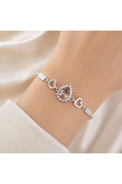 Home Zultanite Stone Heart Detailed Adjustable Steel Bracelet