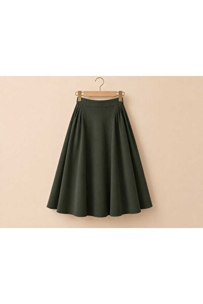 SAMEERAH STYLE Fashionable School Uniform Skirt in Khaki Color with Flared Hem