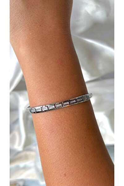 Eylülün Takısı Women's Silver Color Stone Modern Design Handcuff Bracelet