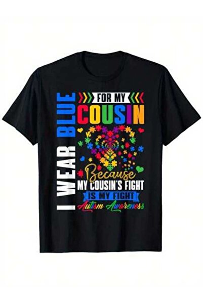 4CR تي شيرت I Wear Blue For My Cousin Autism Awareness Day للعمة والعم، مريح ...