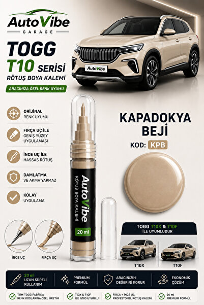 AutoVibe TOGG Kapadokya Beji Rötuş Boyası Kalemi 2'si 1 Arada Tam Uyumlu