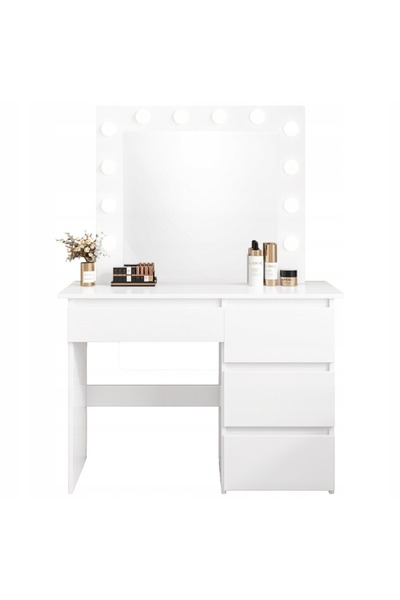 Rebiko Măsuță de machiaj cosmetică cu oglindă LED, stil modern loft, 90 cm
