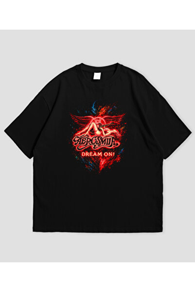 Grafftee Clothing تي شيرت إيروسميث مطبوع للجنسين مقاس كبير