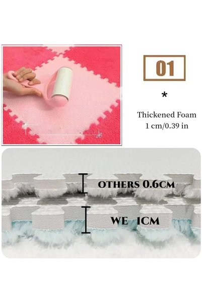 Generic Brand 12Pcs Interlocking Foam Mats, Fluffy Carpet Tiles, Plush Area Rug, Square Splicing Floor Tiles, Soft Playmat Puzzle Floor Mat for Play Room, White-12pcs 30*30*1cm