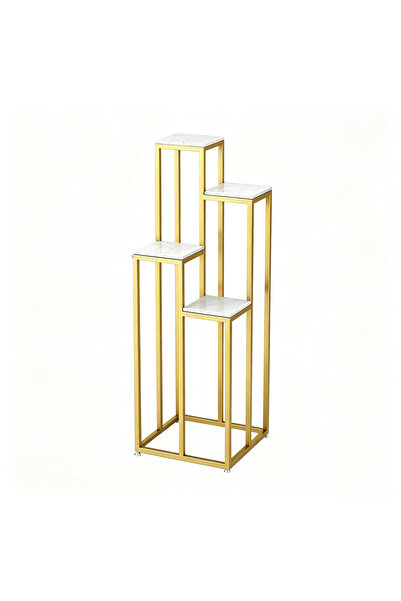 genric FFD 4-Tier Gold Metal Plant Stand with White Marble Top - Luxury Indoo...