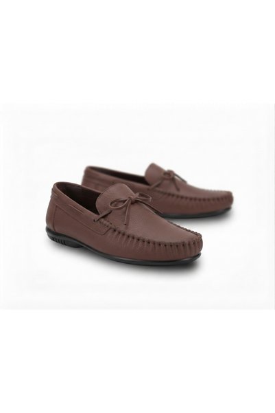 ERDOĞAN TULGAR Genuine Soft Leather Bowknot Flexible Casual Brown Loafer Ballet Men's Shoes Te0492