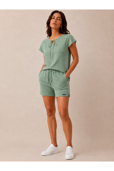 just wear zt Women's Tie-Detail Blouse Shorts Set