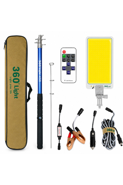 iTin Proiector camping LED 47W, 4558 lm, cu braț telescopic de 4,5 m, imperme...