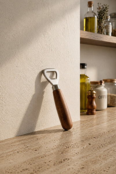 Kitchen Life Stainless Steel Bottle Opener with Acacia Handle
