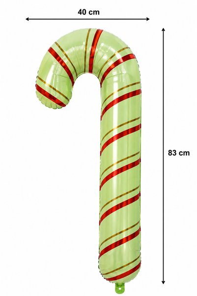 PARTİPORT New Year's Candy Cane Foil Balloon Inflatable with Helium and Air C...